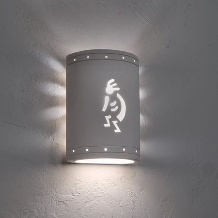 Luxury Lighting Asavva 10.5in. High Kokopelli Ceramic Outdoor Wall Light, Paintable Textured White Bisque 410-89 WTX u/d-7-17